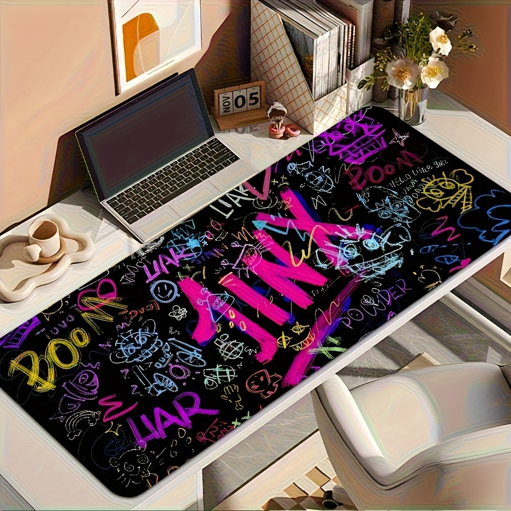Gaming Accessories For Pc Setup - Vibrant Doodle Text Gaming Mouse Pad
