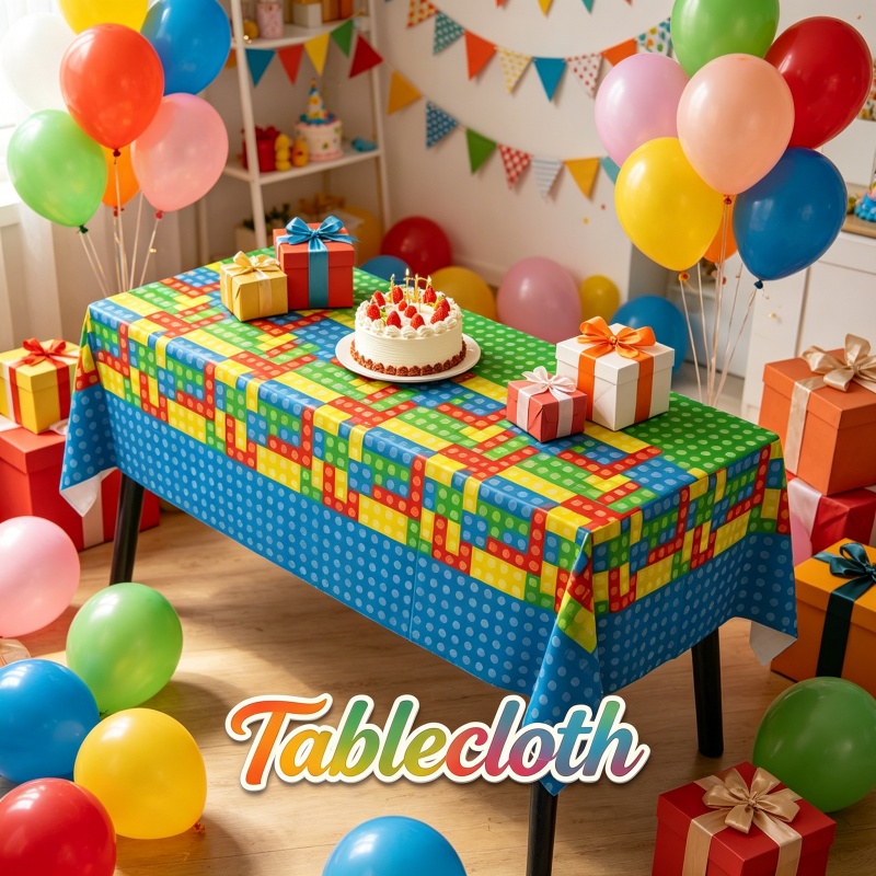 Gaming Accessories For Room - Building Block Brick Style Tablecloth Stylish
