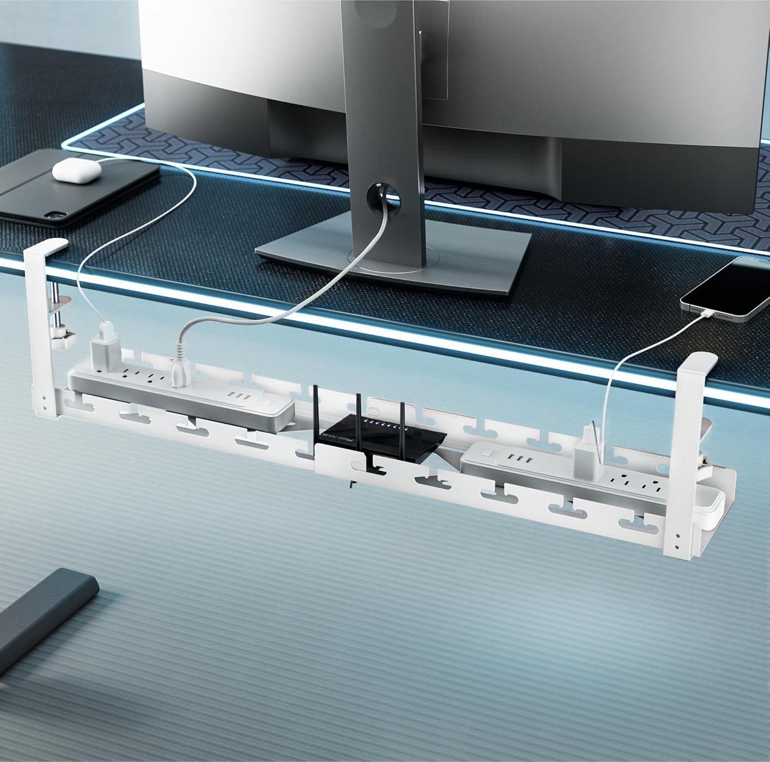 Gaming Office Accessories - Extendable Under Desk Cable Management Tray