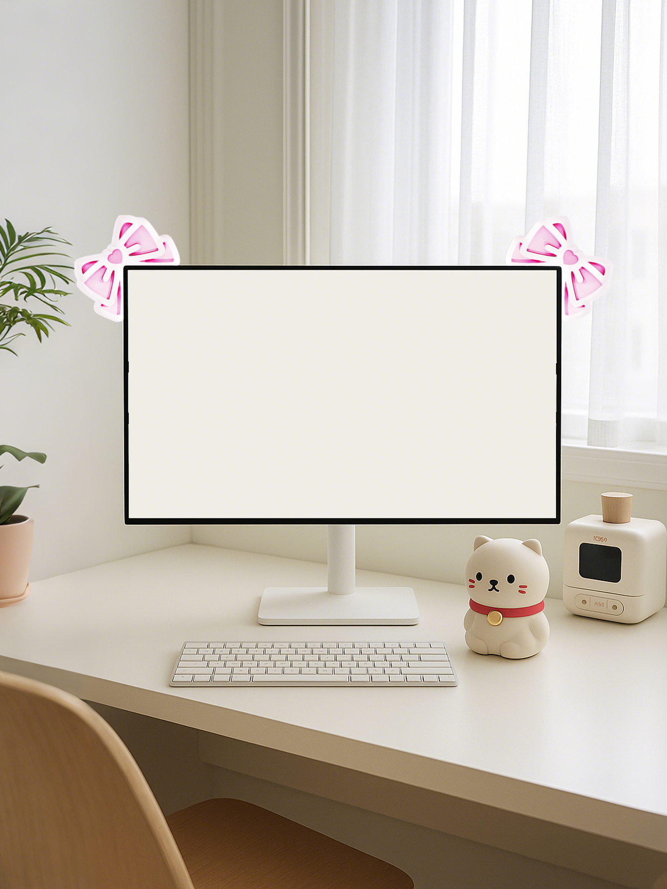 Kawaii Bow Monitor Decor Pink  - Gaming Accessories For Pc Setup recensie en prijs